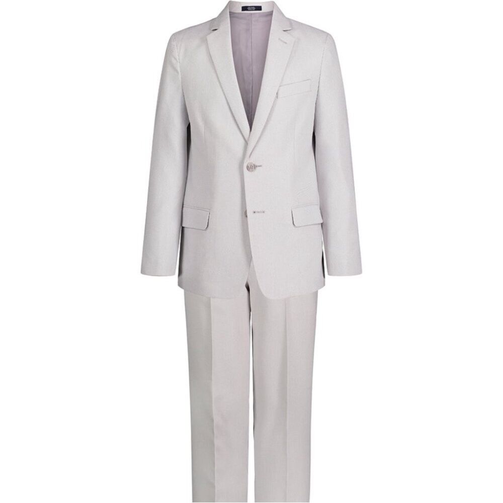 Nautica Big Boys Pindot 2 Piece Suit Set Light Grey, boy suit top and bottom 18